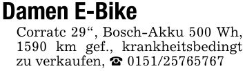 Damen E-BikeCorratc 29