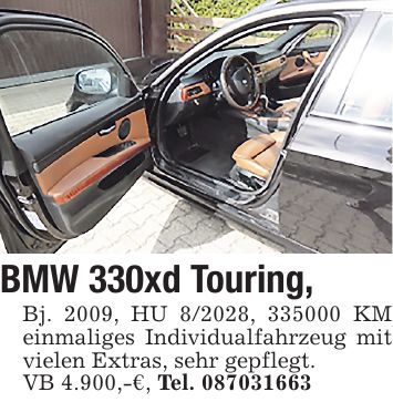 BMW 330xd Touring, Bj. 2009, HU 8/2028, *** KM einmaliges Individualfahrzeug mit vielen Extras, sehr gepflegt. VB 4.900,-€, Tel. ***