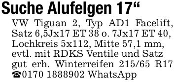 Suche Alufelgen 17