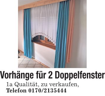 Vorhänge für 2 Doppelfenster 1a Qualität, zu verkaufen, Telefon ***