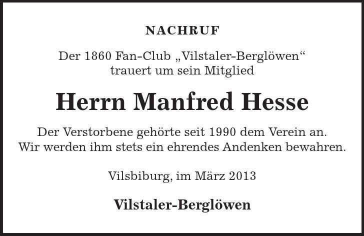 NACHRUF Der 1860 Fan-Club 