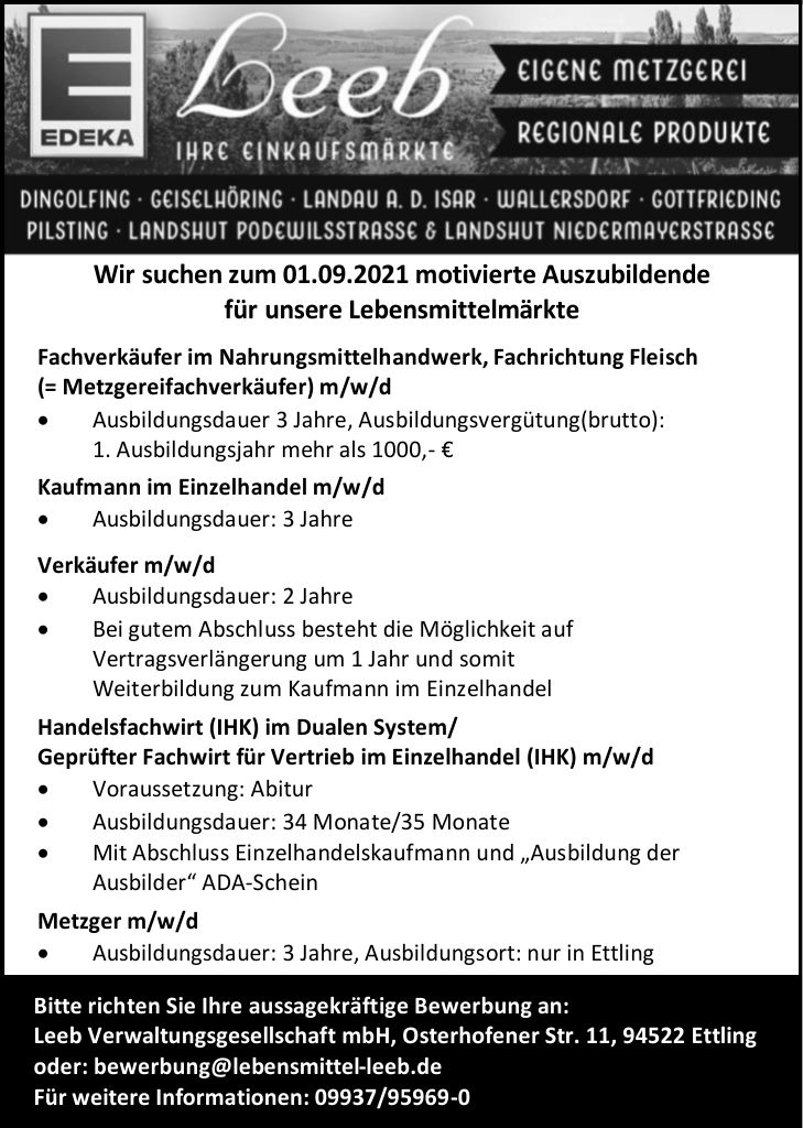 Ausbildung Metzger M W D In Ettling Ausbildung Handelsfachwirt Ihk Im Dualen System Geprufter Fachwirt Fur Vertrieb Im Einzelhandel Ihk M W D In Ettling Ausbildung Verkaufer M W D In Ettling Ausbildung