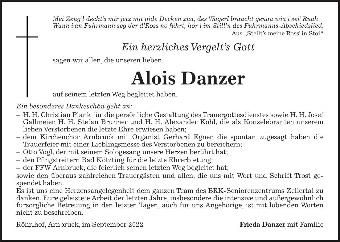 Traueranzeige Familienanzeigen Danksagungen Idowa Markt