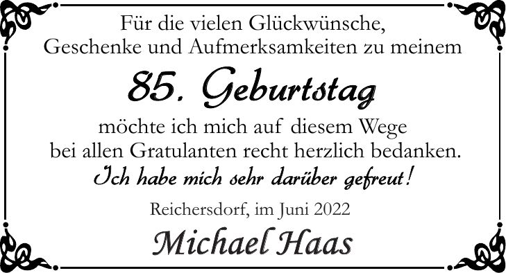 Reichersdorf, im Juni 2022 Michael Haas