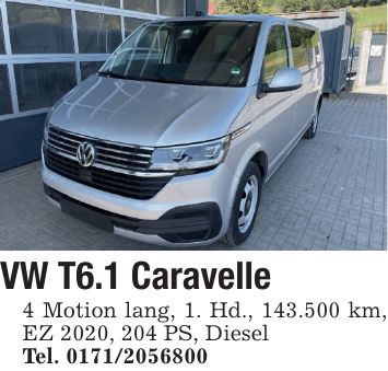 VW T6.1 Caravelle4 Motion lang, 1. Hd., 143.500 km, EZ 2020, 204 PS, DieselTel. ***