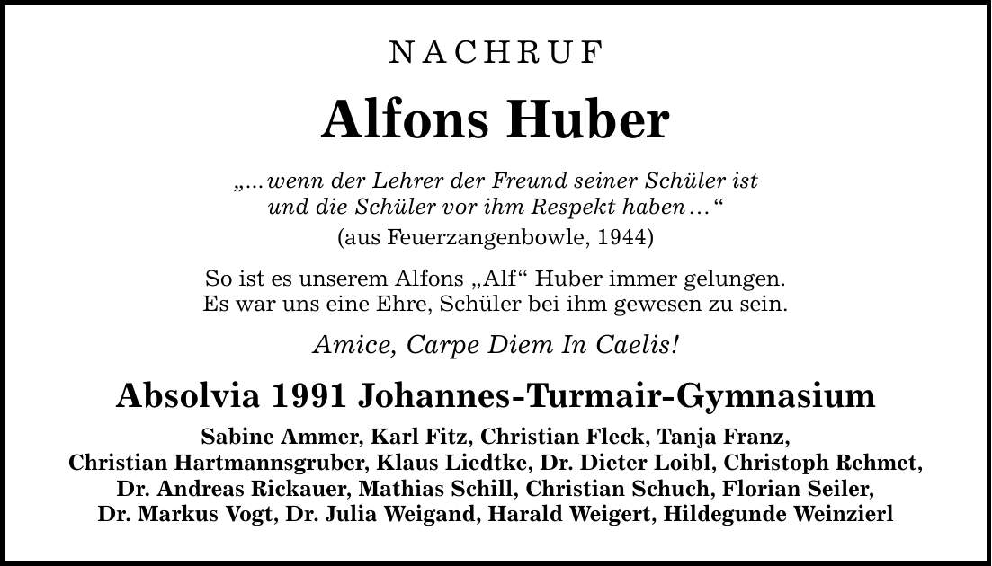 NACHRUF Alfons Huber 