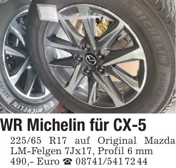 WR Michelin für CX-*** R17 auf Original Mazda LM-Felgen 7Jx17, Profil 6 mm490,- Euro _ ***