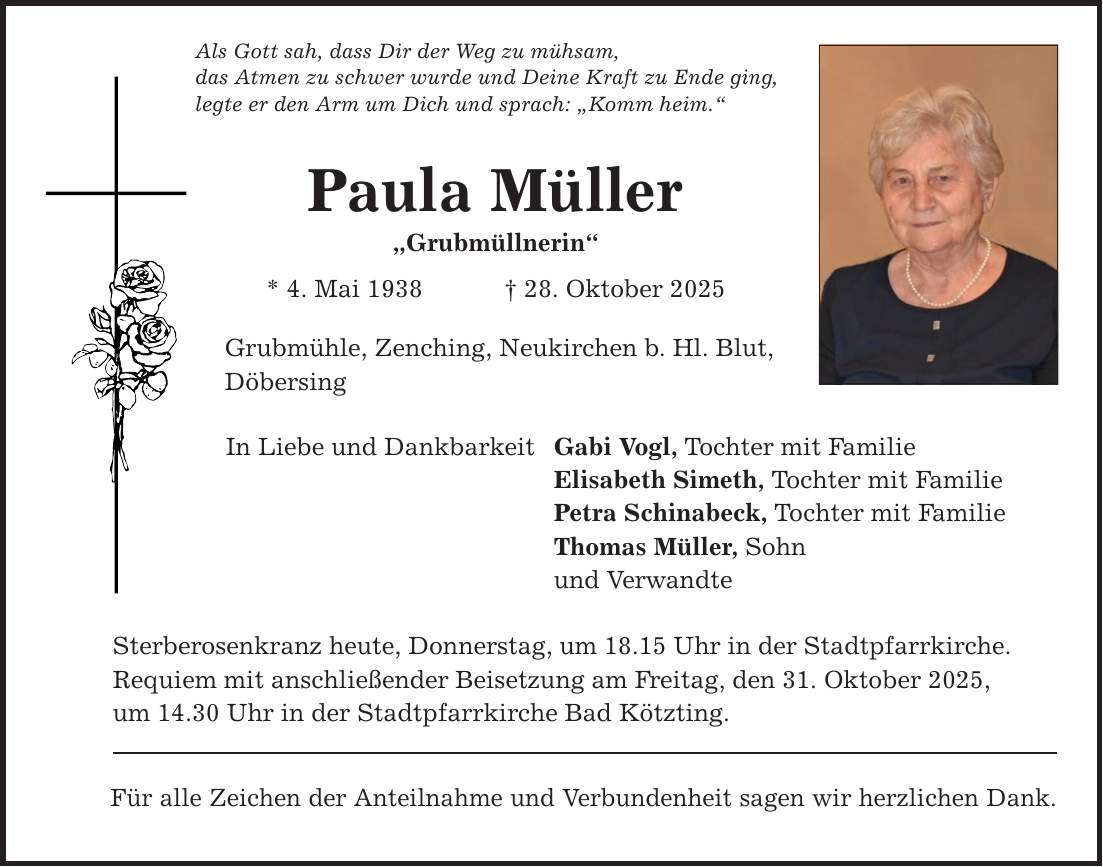 Als Gott sah, dass Dir der Weg zu mühsam, das Atmen zu schwer wurde und Deine Kraft zu Ende ging, legte er den Arm um Dich und sprach: 