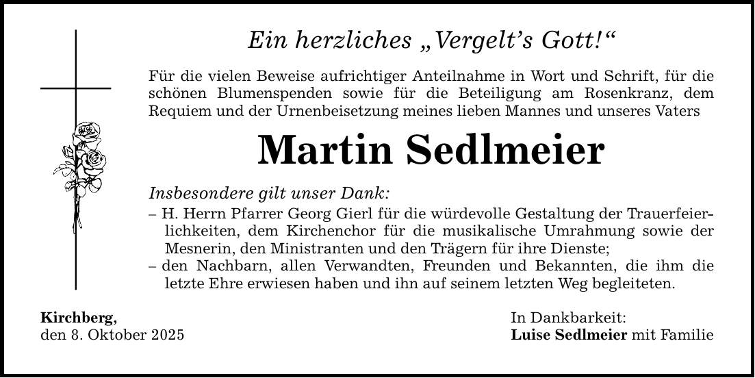 Kirchberg, den 8. Oktober 2025 Ein herzliches 