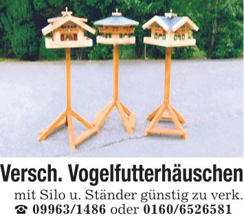 Versch. Vogelfutterhäuschenmit Silo u. Ständer günstig zu verk. _ *** oder ***