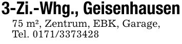 3-Zi.-Whg., Geisenhausen75 m², Zentrum, EBK, Garage, Tel. ***