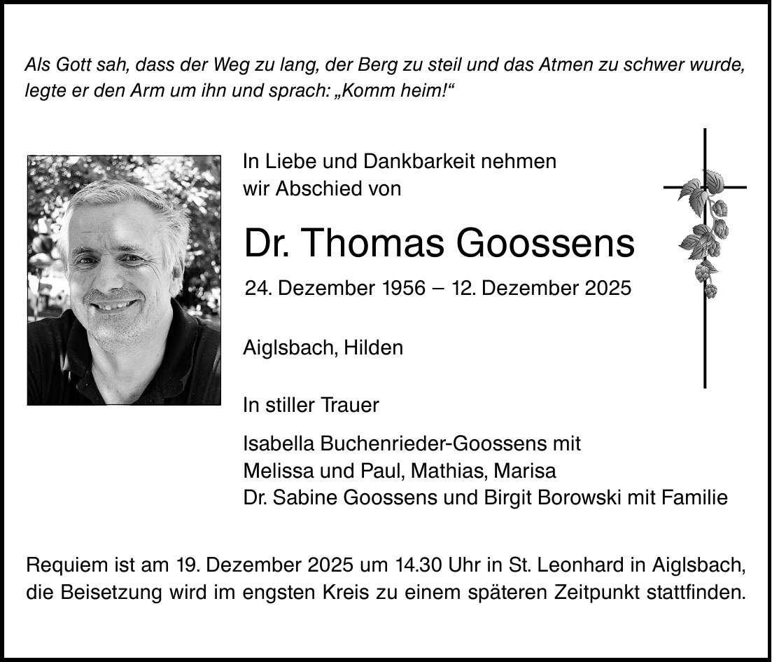 Als Gott sah, dass der Weg zu lang, der Berg zu steil und das Atmen zu schwer wurde, legte er den Arm um ihn und sprach: 