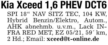 Kia Xceed 1,6 PHEV DCT6SPI 18