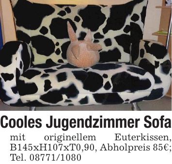 Cooles Jugendzimmer Sofamit originellem Euterkissen, B145xH107xT0,90, Abholpreis 85€; Tel. ***