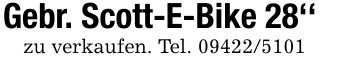 Gebr. Scott-E-Bike 28''zu verkaufen. Tel. ***