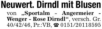 Neuwert. Dirndl mit Blusenvon 