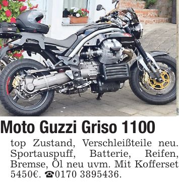 Moto Guzzi Griso 1100 top Zustand, Verschleißteile neu. Sportauspuff, Batterie, Reifen, Bremse, Öl neu uvm. Mit Kofferset 5450€. _***.