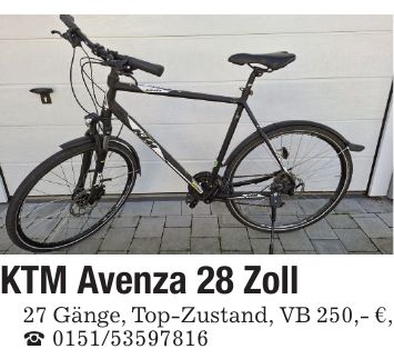 KTM Avenza 28 Zoll27 Gänge, Top-Zustand, VB 250,- €, _ ***