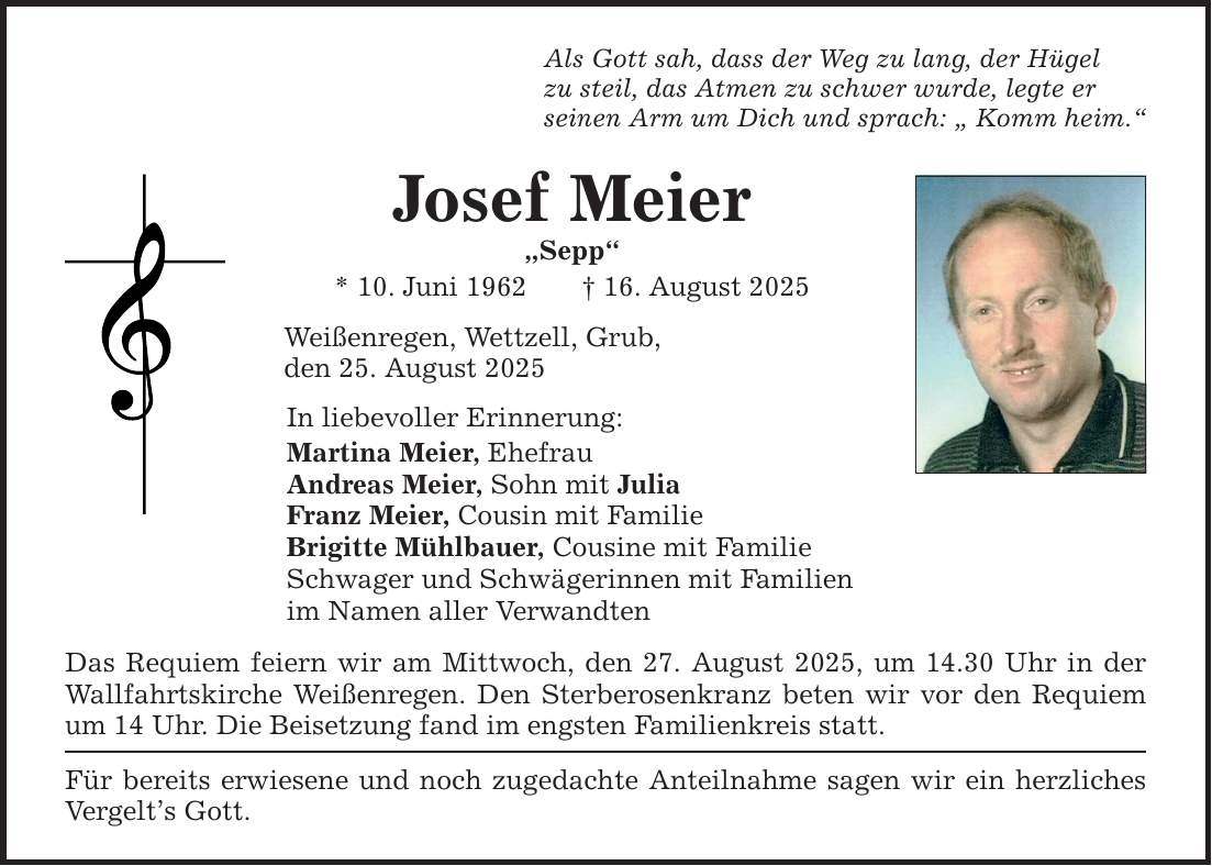Als Gott sah, dass der Weg zu lang, der Hügel zu steil, das Atmen zu schwer wurde, legte er seinen Arm um Dich und sprach: 