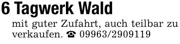 6 Tagwerk Waldmit guter Zufahrt, auch teilbar zu verkaufen. _ ***