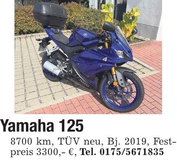 Yamaha *** km, TÜV neu, Bj. 2019, Festpreis 3300,- €, Tel. ***