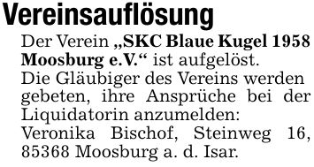 VereinsauflösungMoosburg e.V.