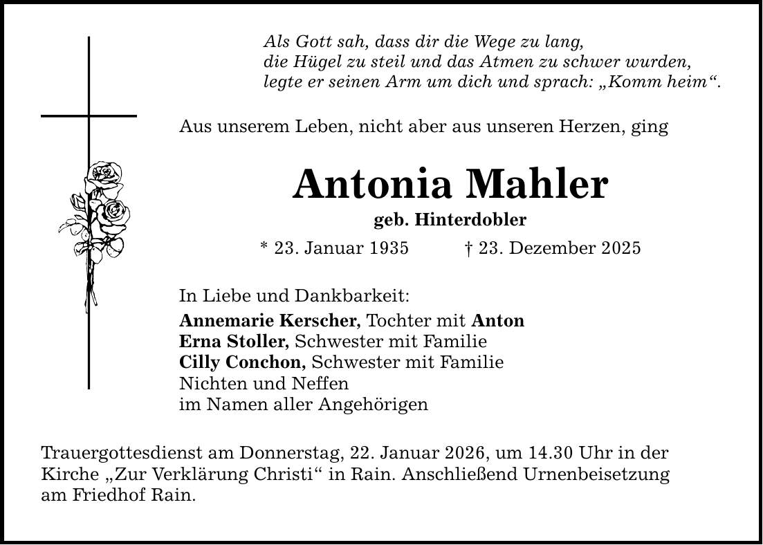 Als Gott sah, dass dir die Wege zu lang, die Hügel zu steil und das Atmen zu schwer wurden, legte er seinen Arm um dich und sprach: 