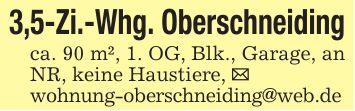 3,5-Zi.-Whg. Oberschneidingca. 90 m², 1. OG, Blk., Garage, an NR, keine Haustiere, _wohnung-oberschneiding@web.de