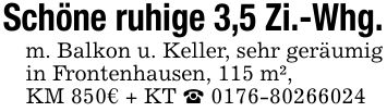 Schöne ruhige 3,5 Zi.-Whg. m. Balkon u. Keller, sehr geräumig in Frontenhausen, 115 m², KM 850€ + KT _ ***