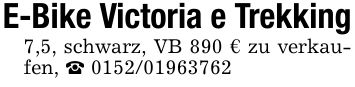 E-Bike Victoria e Trekking7,5, schwarz, VB 890 € zu verkaufen, _ ***