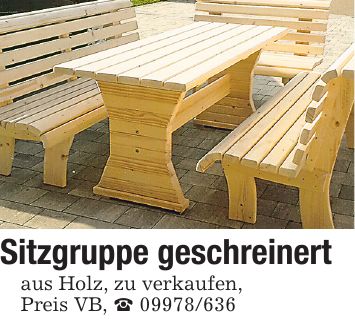 Sitzgruppe geschreinert aus Holz, zu verkaufen, Preis VB, _ ***