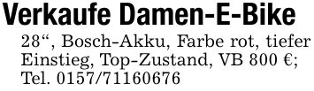 Verkaufe Damen-E-Bike28