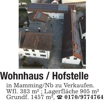 Wohnhaus / Hofstelle in Mamming/Nb zu Verkaufen. Wfl. 383 m² ; Lagerfläche 905 m² Grundf. 1457 m², _ ***