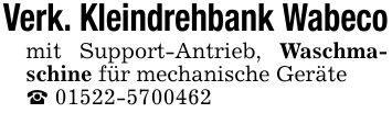 Verk. Kleindrehbank Wabeco mit Support-Antrieb, Waschmaschine für mechanische Geräte _ ***