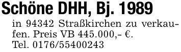Schöne DHH, Bj. 1989in 94342 Straßkirchen zu verkaufen. Preis VB 445.000,- €.Tel. ***