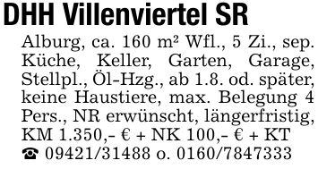 DHH Villenviertel SRAlburg, ca. 160 m² Wfl., 5 Zi., sep. Küche, Keller, Garten, Garage, Stellpl., Öl-Hzg., ab 1.8. od. später, keine Haustiere, max. Belegung 4 Pers., NR erwünscht, längerfristig, KM 1.350,- € + NK 100,- € + KT_ *** o. ***