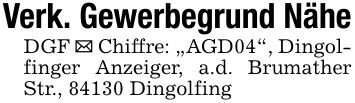 Verk. Gewerbegrund Nähe DGF _ Chiffre: 