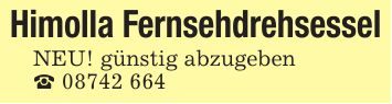 Himolla FernsehdrehsesselNEU! günstig abzugeben_ ***