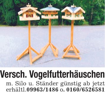 Versch. Vogelfutterhäuschenm. Silo u. Ständer günstig ab jetzt erhältl.*** o. ***
