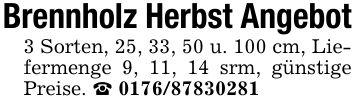 Brennholz Herbst Angebot 3 Sorten, 25, 33, 50 u. 100 cm, Liefermenge 9, 11, 14 srm, günstige Preise. _ ***